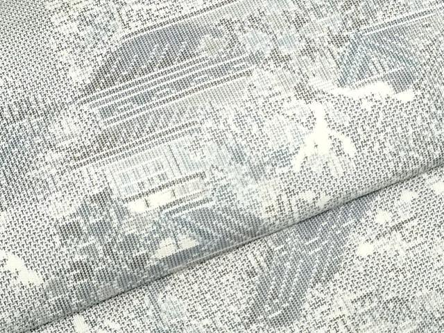 平和屋着物●本場大島紬　白大島　反物　着尺　9マルキ　総絣　風景文　上代98万円　山富織物謹製　証紙付き　逸品　未使用　DABJ4596zy