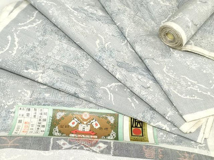 平和屋着物●本場大島紬　白大島　反物　着尺　9マルキ　総絣　風景文　上代98万円　山富織物謹製　証紙付き　逸品　未使用　DABJ4596zy