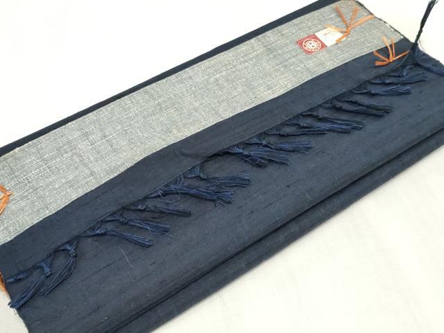 平和屋着物▼西陣　男性　紬　反物　着尺　紺青色　逸品　未使用　DABJ4619zy