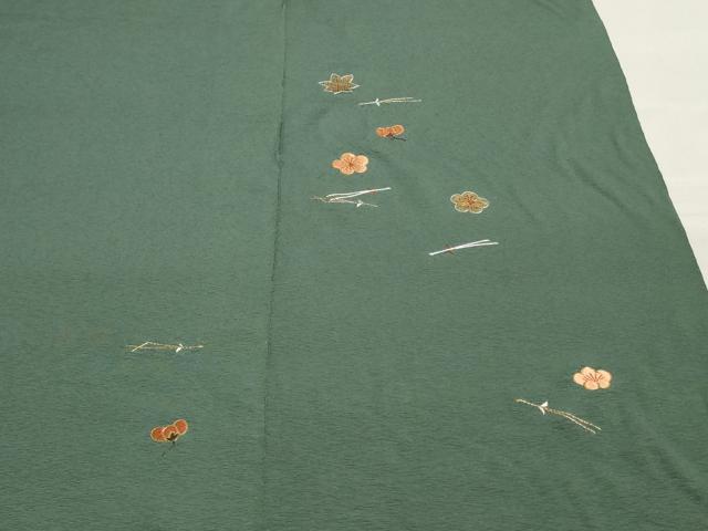 平和屋着物▼付下げ　反物　着尺　駒刺繍　総刺繍　草花松葉文　金糸　上代29万円　逸品　未使用　DABJ4650zy