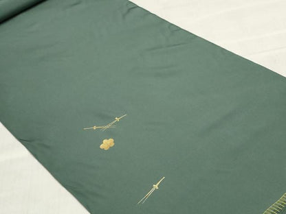 平和屋着物▼付下げ　反物　着尺　駒刺繍　総刺繍　草花松葉文　金糸　上代29万円　逸品　未使用　DABJ4650zy