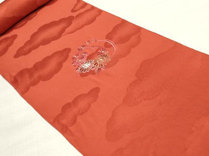 平和屋着物▼付下げ　反物　着尺　駒刺繍　総刺繍　草花文　金銀糸　逸品　未使用　DABJ4665zy