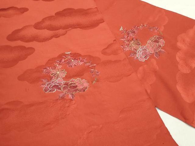 平和屋着物▼付下げ　反物　着尺　駒刺繍　総刺繍　草花文　金銀糸　逸品　未使用　DABJ4665zy