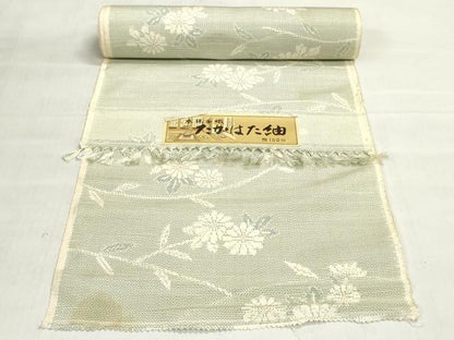 平和屋着物▼たかはた紬　反物　着尺　枝花文　証紙付き　逸品　未使用　DABJ4677zy