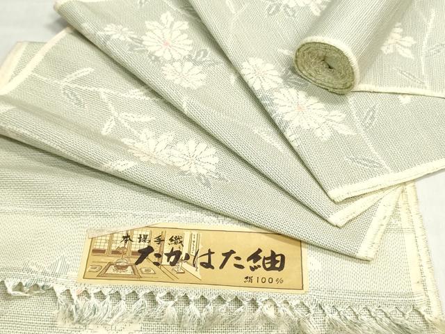 平和屋着物▼たかはた紬　反物　着尺　枝花文　証紙付き　逸品　未使用　DABJ4677zy
