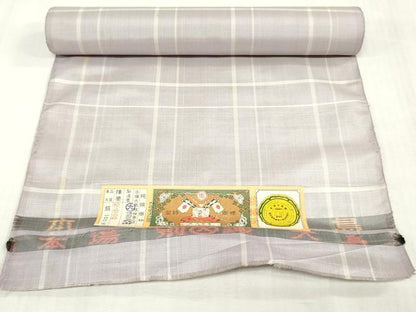 平和屋着物▼本場大島紬　反物　着尺　格子　大山謹製　証紙付き　逸品　未使用　DABJ4688zy