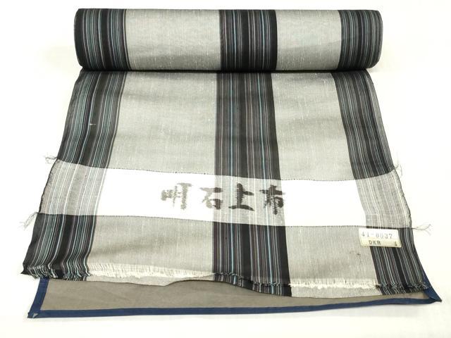 平和屋着物＊夏物　明石上布　反物　着尺　間道　逸品　未使用　DABJ4692zy