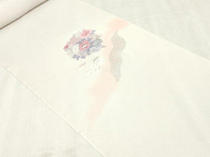 平和屋着物＊夏物　付下げ　反物　着尺　絽　五泉　雪輪草花文　暈し染め　銀彩　逸品　未使用　DABJ4693zy