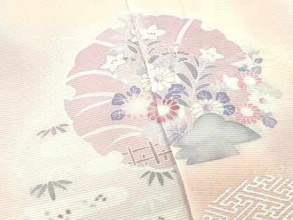 平和屋着物＊夏物　付下げ　反物　着尺　絽　五泉　雪輪草花文　暈し染め　銀彩　逸品　未使用　DABJ4693zy