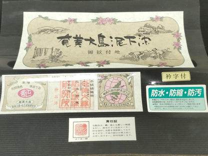 平和屋着物＊夏物　黒紋付　黒生地　反物　着尺　絽　奄美大島泥下染　松元邦典作　証紙付き　逸品　未使用　DABJ4694zy