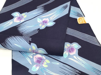 平和屋着物＊夏物　浴衣　反物　着尺　注染　四季の花木染　菖蒲　アヤメ　綿　逸品　未使用　DABJ4698zy