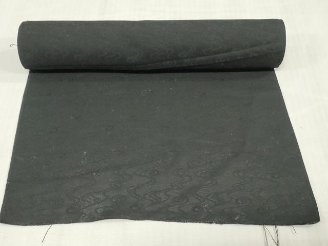 平和屋着物▽羽織・コート　反物　羽尺　スリーシーズン　春夏秋　塵除け　黒生地　流水地紋　逸品　未使用　DABJ4699zy
