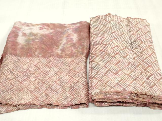 平和屋着物▼羽織・コート　解き反物　羽尺　総絞り　菱文　三越扱い　湯のし前　逸品　DABJ4701zy