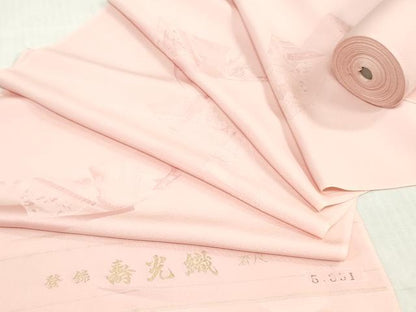 平和屋着物▼色無地　反物　着尺　短冊風景地紋　鴇色　八掛付き　逸品　未使用　DABJ4704zy