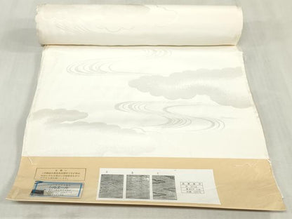 平和屋着物▼長襦袢　反物　着尺　流水地紋　生成り色　逸品　未使用　DABJ4705zy