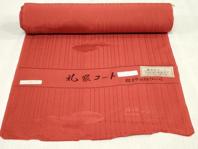 平和屋着物▼羽織・コート　反物　羽尺　雲地紋　深緋色　逸品　未使用　DABJ4718zy