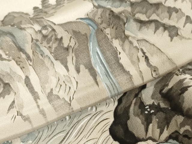 平和屋着物▼男性　長襦袢　解き反物　着尺　風景文　暈し染め　逸品　DABJ4727zy