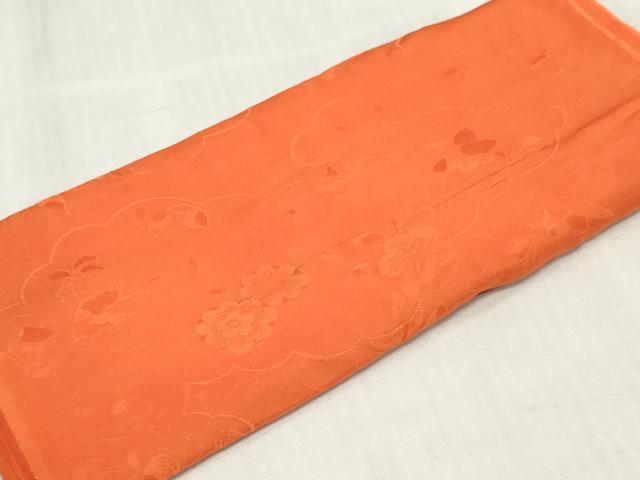平和屋着物▼羽織・コート　反物　羽尺　雲取り草花地紋　照柿色　逸品　未使用　DABJ4728zy