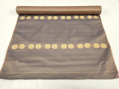 平和屋本店▼丸帯　帯反物　花丸文　金糸　逸品　DABJ4738zy