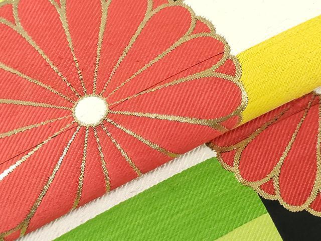 平和屋着物[]女の子　子供　丸帯　帯反物　舞菊文　黒地　金糸　逸品　DABJ4743zy