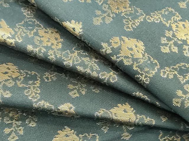 平和屋本店▼アンティーク　大正ロマン　丸帯　帯反物　草花文　金糸　逸品　未使用　DABJ4751zy