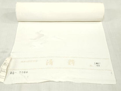平和屋着物▼羽織・コート　白生地　反物　羽尺　風景地紋　生成り色　逸品　未使用　DABJ4783zy