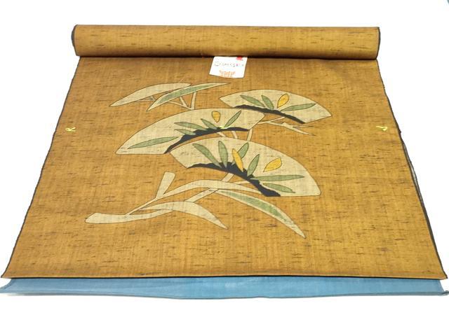 平和屋本店▼和装小物　座布団地　ウール紬　地紙草葉文　未使用　DABJ4790zy