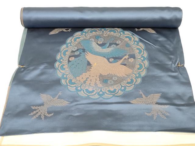 平和屋本店▼和装小物　座布団地　鳳凰花絵皿文　逸品　未使用　DABJ4791zy