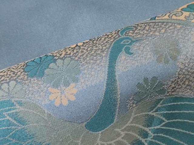 平和屋本店▼和装小物　座布団地　鳳凰花絵皿文　逸品　未使用　DABJ4791zy