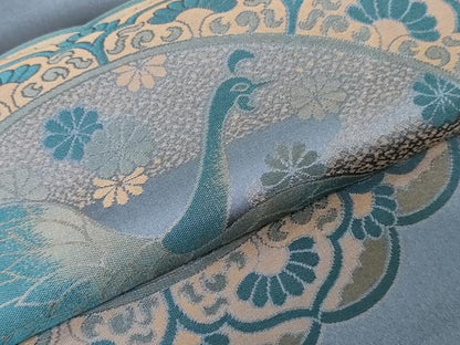 平和屋本店▼和装小物　座布団地　鳳凰花絵皿文　逸品　未使用　DABJ4791zy