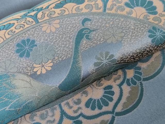 平和屋本店▼和装小物　座布団地　鳳凰花絵皿文　逸品　未使用　DABJ4791zy