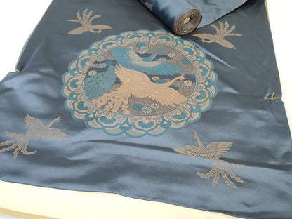 平和屋本店▼和装小物　座布団地　鳳凰花絵皿文　逸品　未使用　DABJ4791zy