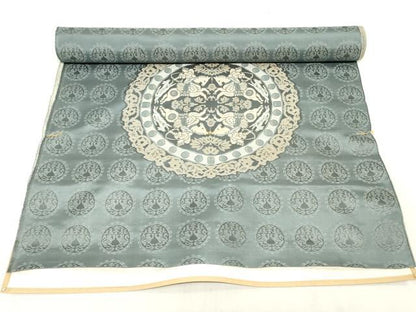 平和屋本店▼和装小物　座布団地　狩猟花文　逸品　未使用　DABJ4793zy