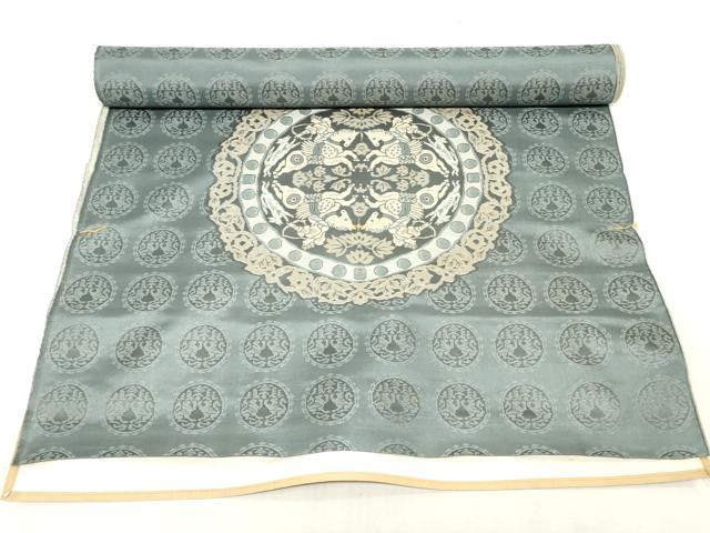 平和屋本店▼和装小物　座布団地　狩猟花文　逸品　未使用　DABJ4793zy