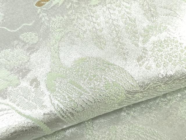 平和屋着物▼名古屋帯　帯反物　孔雀草花文　24金銀箔二重織　逸品　DABJ4804zy