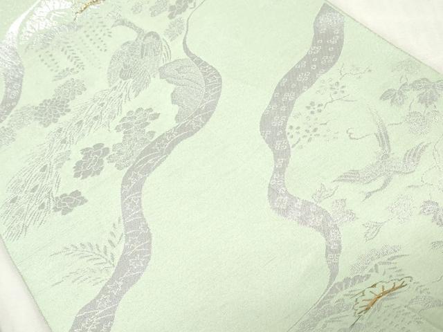 平和屋着物▼名古屋帯　帯反物　孔雀草花文　24金銀箔二重織　逸品　DABJ4804zy