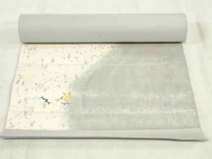 平和屋着物▼西陣　名古屋帯　帯反物　唐織　舞蝶文　金銀糸　証紙付き　逸品　未使用　DABJ4809zy