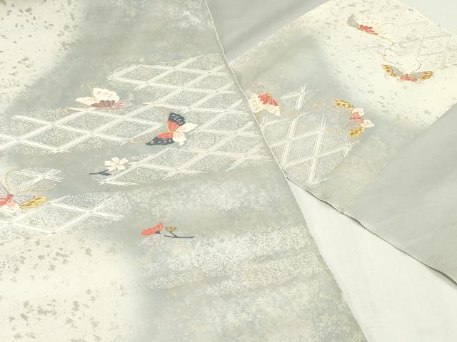 平和屋着物▼西陣　名古屋帯　帯反物　唐織　舞蝶文　金銀糸　証紙付き　逸品　未使用　DABJ4809zy
