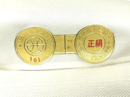 平和屋着物▼西陣　名古屋帯　帯反物　唐織　舞蝶文　金銀糸　証紙付き　逸品　未使用　DABJ4809zy