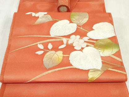 平和屋着物＊夏物　西陣　名古屋帯　帯反物　草花文　金銀糸　証紙付き　逸品　未使用　DABJ4814zy
