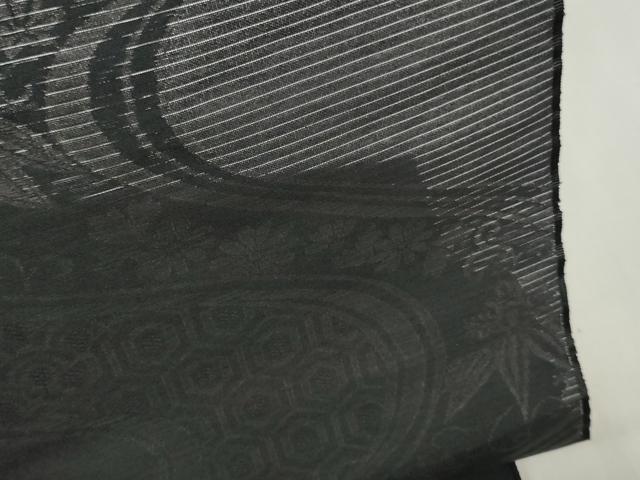 平和屋着物＊夏物　西陣　名古屋帯　黒生地　帯反物　流水草花地紋　証紙付き　逸品　未使用　DABJ4816zy