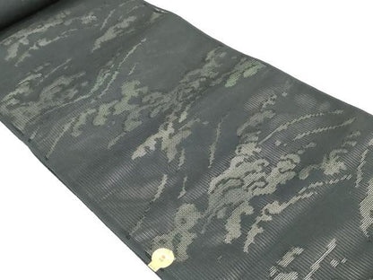 平和屋着物＊夏物　西陣　名古屋帯　黒生地　帯反物　立波地紋　証紙付き　逸品　未使用　DABJ4817zy