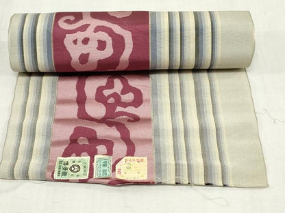 平和屋着物＊夏物　本場筑前博多織　名古屋帯　帯反物　枝花間道　証紙付き　逸品　未使用　DABJ4819zy