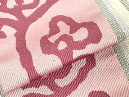 平和屋着物＊夏物　本場筑前博多織　名古屋帯　帯反物　枝花間道　証紙付き　逸品　未使用　DABJ4819zy