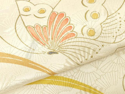 平和屋着物▼小紋　解き反物　着尺　裁断済み　舞蝶文　金通し地　金彩　逸品　DABJ4828zy