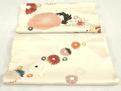 平和屋着物▼小紋　解き反物　着尺　裁断済み　舞花文　金銀糸　逸品　DABJ4829zy