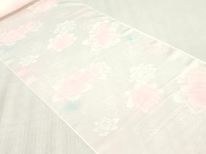 平和屋着物▼長襦袢　解き反物　着尺　薔薇　バラ　暈し染め　逸品　DABJ4833zy