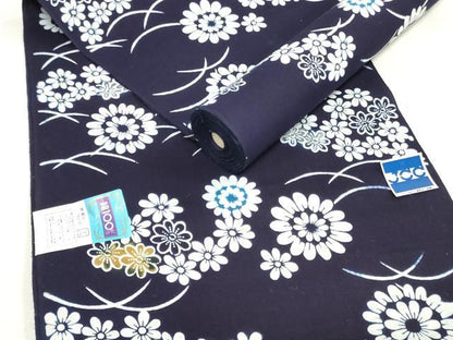 平和屋着物∴夏物　浴衣　反物　着尺　注染　舞花文　綿　逸品　未使用　DABJ4849zy