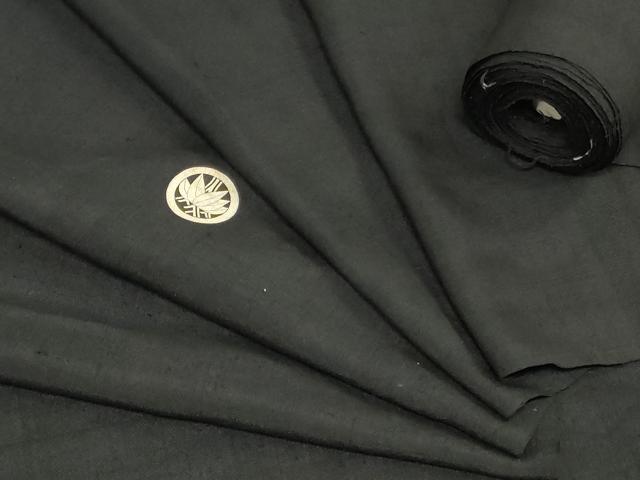 平和屋着物＊夏物　男性　黒紋付き　黒生地　反物　着尺　紗紬　逸品　未使用　DABJ4857zy