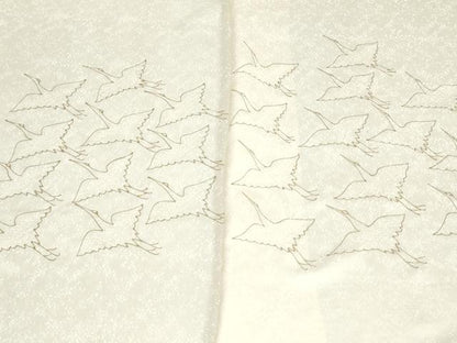 平和屋着物▼長襦袢　解き反物　着尺　飛鶴文　金彩　逸品　DABJ4860zy